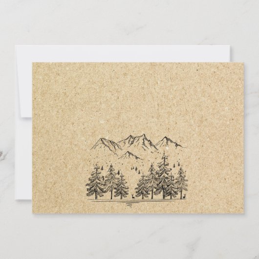 Simulierte Kraft Papier Hand Drawn Mountain Hochze Save The Date (Rückseite)