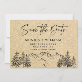 Simulierte Kraft Papier Hand Drawn Mountain Hochze Save The Date
