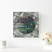 Simulierte LED-Anzeige aus Aluminium-PCB Quadratische Wanduhr (Zuhause)