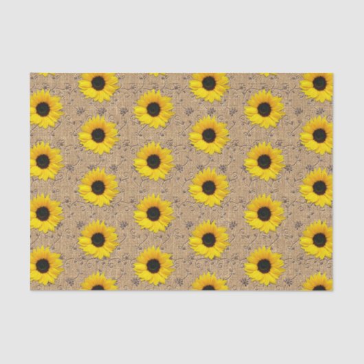 Simulierte Leinwand-Spitze-Gelb-Sonnenblume Seidenpapier (Vorderseite)