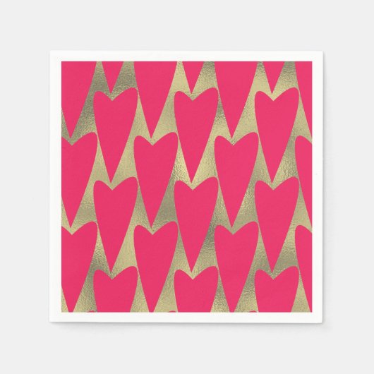 Simulierter Foil Pink Hearts Napkins Serviette (Vorderseite)