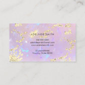 simulierter Glitzer auf Imitaten irisierender lila Visitenkarte (Rückseite)