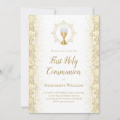 simulierter Glitzer Erste Heilige Kommunion Einladung (Vorderseite)