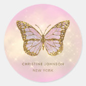 simulierter Glitzer-Schmetterling Runder Aufkleber (Vorderseite)
