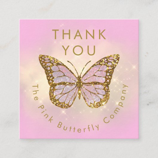 simulierter Glitzer Schmetterling vielen Dank Begleitkarte (Vorderseite)