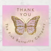simulierter Glitzer Schmetterling vielen Dank Schaumweinetikett (Einzelnes Label)