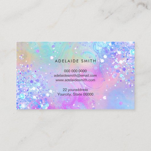 simulierter, grober Glitzer lila Visitenkarte (Rückseite)