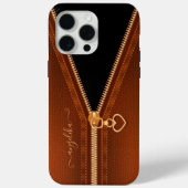 Simulierter Lederherz Zipper Case-Mate iPhone Hülle (Rückseite)