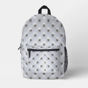 Simulierter weißer Tufted Gold Studs Backpack Bedruckter Rucksack