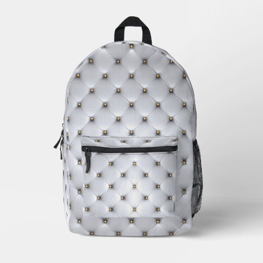 Simulierter weißer Tufted Gold Studs Backpack Bedruckter Rucksack (Vorderseite)