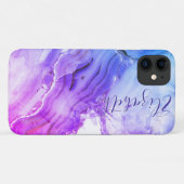 Simuliertes MarmorGranit Lila Blue Case-Mate iPhone Hülle (Rückseite (Horizontal))