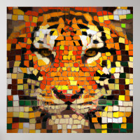 Simuliertes Tiger-Mosaikposter