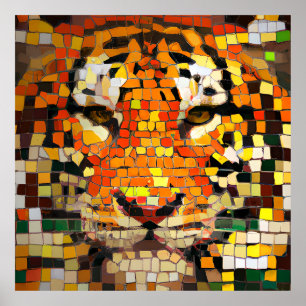 Simuliertes Tiger-Mosaikposter Poster