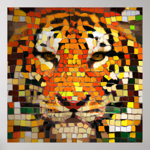 Simuliertes Tiger-Mosaikposter Poster