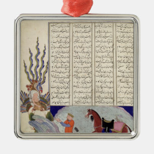 Simurgh bietet Zal, den Vater von Roustem an Ornament Aus Metall