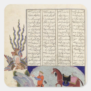 Simurgh bietet Zal, den Vater von Roustem an Quadratischer Aufkleber