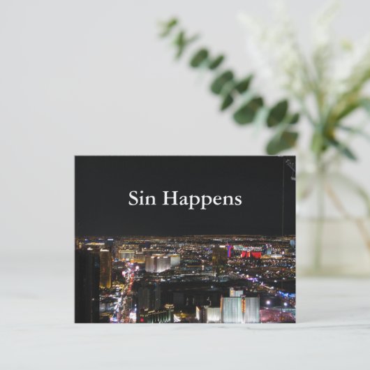 Sin Happens Postkarte (Stehend Vorderseite)