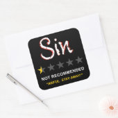 Sin - Nicht empfohlen: Christliches Glaubenssymbol Quadratischer Aufkleber (Umschlag)