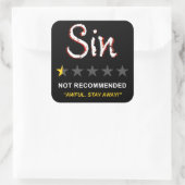 Sin - Nicht empfohlen: Christliches Glaubenssymbol Quadratischer Aufkleber (Tasche)