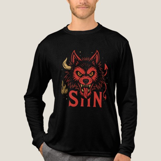 Sin Wolf T - Shirt - Fierce Devil Wolf Head Graphi (Vorderseite)