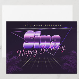 Sina Name Vorname lila retro Karte Geburtstag