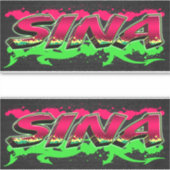 Sina Vorname Name Graffiti Aufkleber Sticker (Vorderseite)