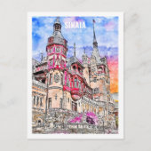 Sinaia Rumänien Bekannte Wasserfarbskizze für Reis Postkarte (Vorderseite)