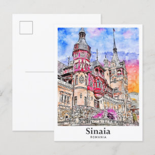 Sinaia Rumänien Reise Wasserfarbe Handgezeichnet Postkarte