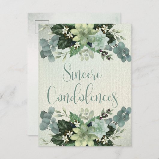 Sincere Beileid | Aquarellfarben Postkarte (Vorne/Hinten)