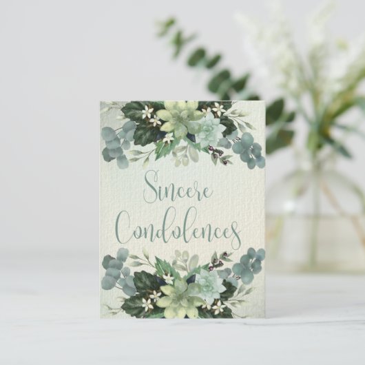 Sincere Beileid | Aquarellfarben Postkarte (Stehend Vorderseite)