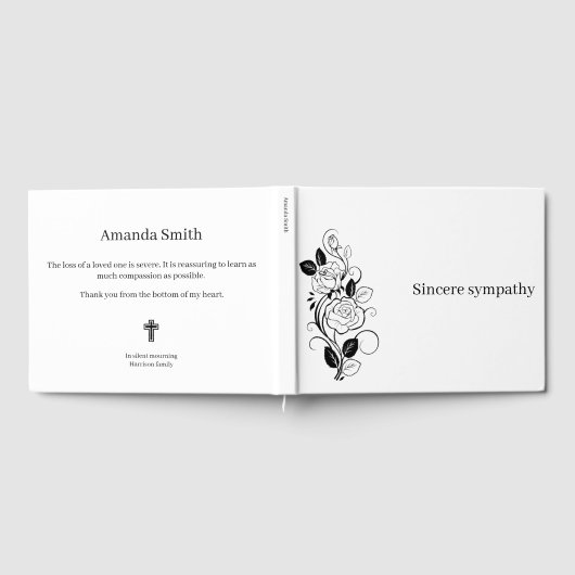 Sincere Beileid Black Blume Gästebuch (Voll)