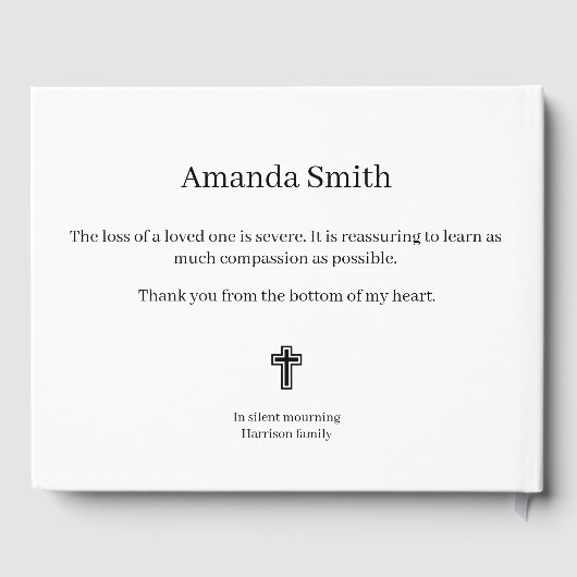 Sincere Beileid Black Blume Gästebuch (Rückseite)