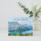 Sincere Beileid Friedlich Blauer Berg Postkarte (Stehend Vorderseite)