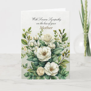 Sincere Beileid White Green Rose Sympathie Karte