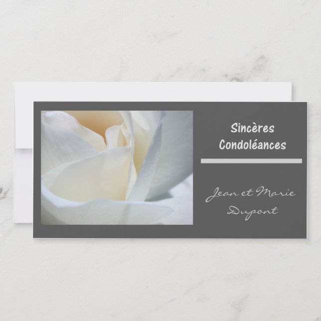 Sinceres condoleances francais Schwarz-weiße Rose (Vorderseite)