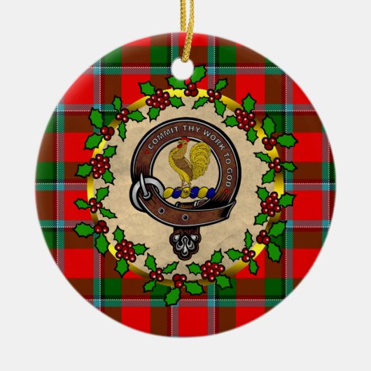 Sinclair Abzeichen & Tartan Personalisiert Weihnac Keramik Ornament (Vorne)