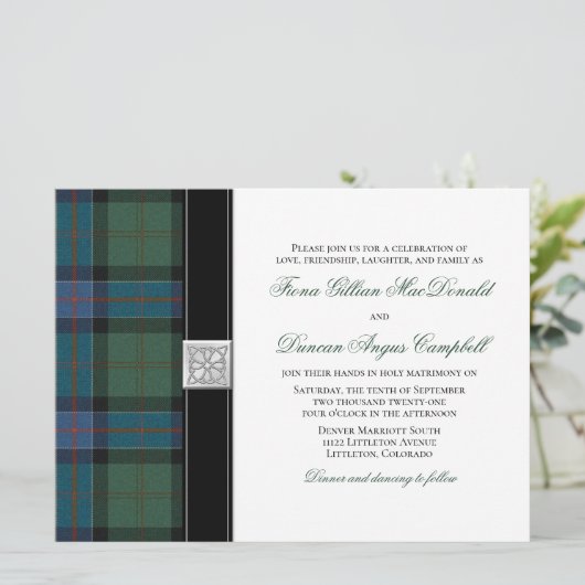 Sinclair Ancient Junting Tartan Wedding Einladung (Stehend Vorderseite)