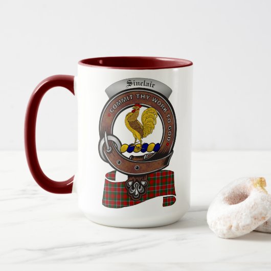 Sinclair Clan Abzeichen Combo 15oz Tasse (Mit Donut)