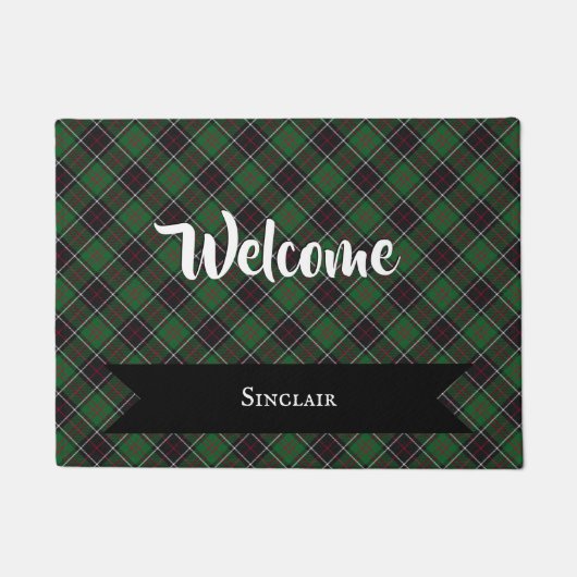 Sinclair Clan Scottish Tartan Kariertes Muster Fußmatte (Vorderseite)