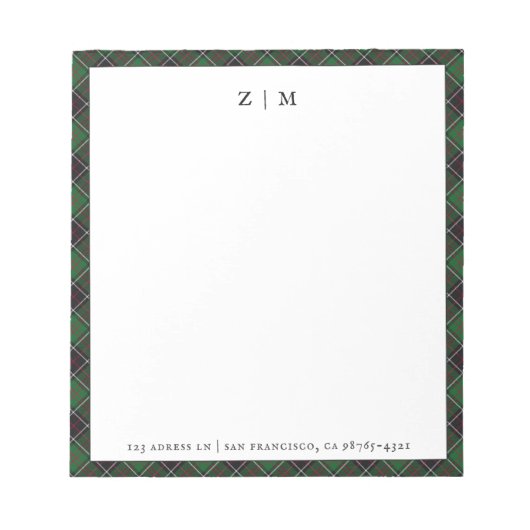 Sinclair Clan Tartan Kariertes Muster Notizblock (Vorderseite)