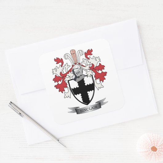 Sinclair-Familienwappen-Wappen Quadratischer Aufkleber (Umschlag)