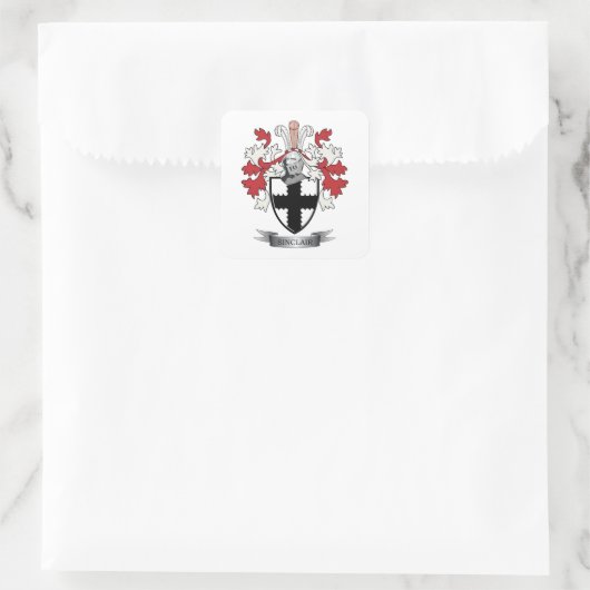 Sinclair-Familienwappen-Wappen Quadratischer Aufkleber (Tasche)