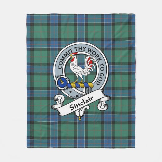 Sinclair Jagd Ancient Clan Abzeichen Tartan Karier Fleecedecke (Vorderseite)