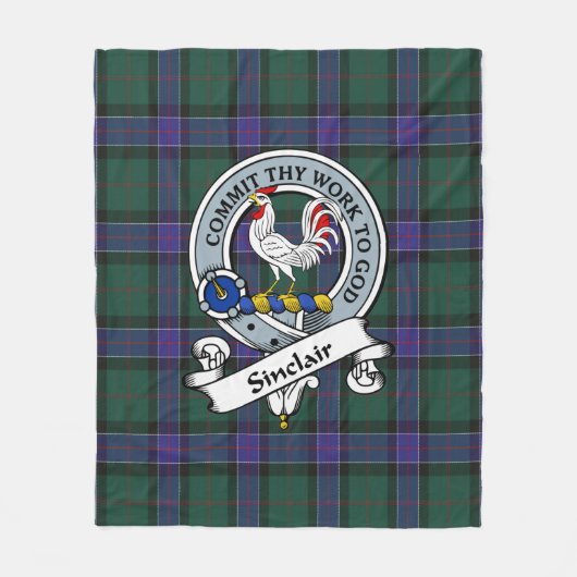 Sinclair Jagd Moderner Clan Abzeichen Tartan Karie Fleecedecke (Vorderseite)