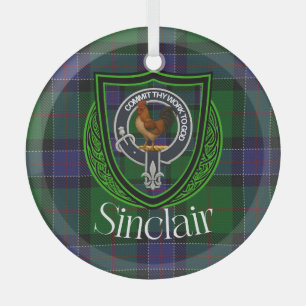 Sinclair-Schottischer-Clan-Tartan & Wappen Ornament Aus Glas