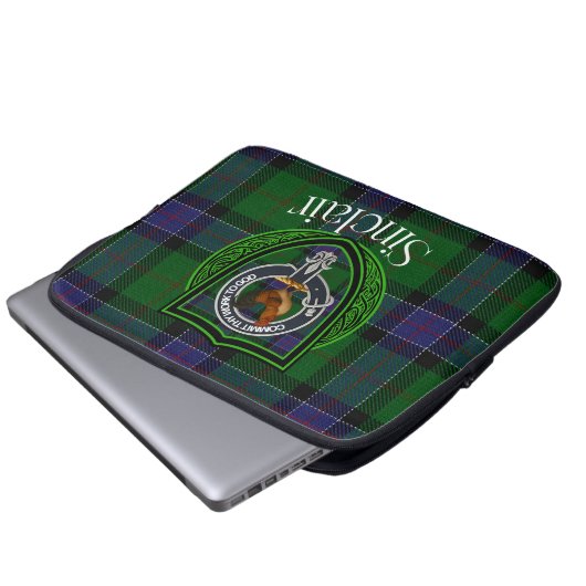 Sinclair Scottish Clan Tartan and Crest Laptopschutzhülle (Vorne Knopf)