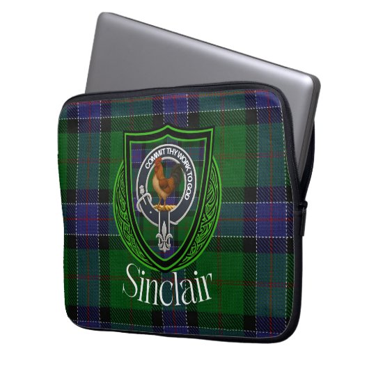 Sinclair Scottish Clan Tartan and Crest Laptopschutzhülle (Vorderseite Links)