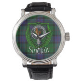 Sinclair Scottish Clan Tartan & Crest Armbanduhr (Vorderseite)
