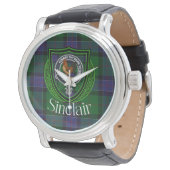 Sinclair Scottish Clan Tartan & Crest Armbanduhr (Schrägansicht)