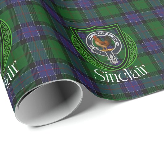 Sinclair Scottish Clan Tartan & Crest Geschenkpapier (Rolleneckpunkt)
